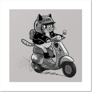 biker goth punk kitty cat Posters and Art